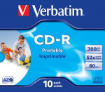 Verbatim CD-R 52x 700MB 10-pack JC Printable Azo 43325