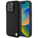 BMW BMHCP16LSLLBK iPhone 16 Pro 6.3" black hardcase, leather with hot stamp