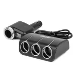 Amio Triple extension socket charger 1x USB A 1x cigarette lighter 12/24V 120W 80cm -04360