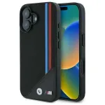 BMW BMHMP16S23PUTRK iPhone 16 6.1" black hardcase M, Meshed Tricolor Stripes, MagSafe