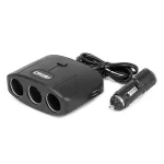 Amio Triple extension socket charger 2x USB A ON/OFF button 12/24V 100W 70cm -04362