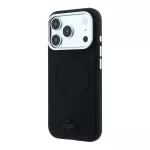 Lacoste PVC Petit Piqu Semi-Wrap Embossed phone case with MagSafe support for iPhone 18 Pro black
