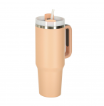 RoGer Thermos Mug with Straw and Handle, 1200ml, Powder Pink