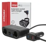 Amio Extension socket with USB-C, USB-A, QC3.0, PD3.0 120W charger -04837