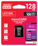 GOODRAM microSDXC class 10 UHS I 128GB Memory Card + Adapter