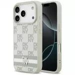 DKNY Checkered Case with Printed Stripes for iPhone 17 Pro, beige