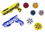 LEAN Toys Gun Launcher Set with 4 Metal Discs, Blue and Yellow Lights