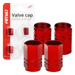 Amio Aluminium valve cap red 4 pcs