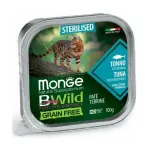 Monge Cat BWild Grain Free Sterilised Pate Tuna with Vegetables complete grain-free wet pt food with tuna and vegetables for sterilised cats, 100 g