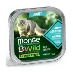 Monge Cat BWild Grain Free Adult Pate Codfish with Vegetables complete grain-free wet pt food with codfish and vegetables for adult cats, 100 g