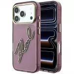 Case Karl Lagerfeld IML Big Signature Resin Metal Frame for iPhone 18 Pro / 17 Pro burgundy