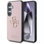 GUESS Case Grained Big 4G Logo Small Classic Logo for Samsung Galaxy S25 Plus pink