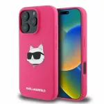 OEM Original Pouch KARL LAGERFELD hardcase Silicone Choupette Head Print MagSafe KLHMP16XSCHPPLF for iPhone 16 Pro Max fuschia