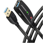 AXAGON Active extension USB 2.0 A-M A-F cable, 10 m long. Power supply option.