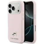 Karl Lagerfeld Karl AND Choupette Head Pins Saffiano phone case with MagSafe support for iPhone 17 Pro pink