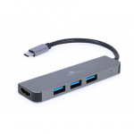 Cablexpert A-CM-COMBO2-01 USB Type-C 2-in-1 multi-port adapter (Hub + HDMI) 0.09m, Grey