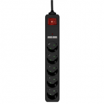 EnerGenie Extension Cord with USB Charger, 5 Outlets, 1.5 m, Black | SPG5-U2-5-02