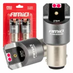 Amio LED CANBUS PRO series BAY15D P21/5W 4x3030 SMD Red 12/24V -03586