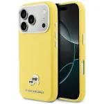 Karl Lagerfeld Karl AND Choupette Head Pins Saffiano phone case with MagSafe support for iPhone 17 Pro Max yellow