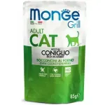 Monge Grill Adult Cat Chunkies in Jelly Rich in Rabbit 85 g complete wet food for adult cats with rabbit in jelly