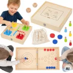 Viga medinių stalo žaidimų rinkinys 4in1