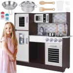 Tooky Toy moderni medinė virtuvėlė su priedais
