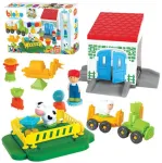 Mochtoys &bdquo;Pin Bricks&ldquo; kaladėlės &bdquo;Ferma&ldquo;, 100 vnt. ir 3 figūrėlės