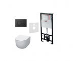 Alcaplast potinkinis rėmas su juodu matiniu mygtuku ir Kerasan Flo klozeto su NORIM technologija komplektas