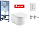 Grohe potinkinis rėmas su pakabinamu klozetu  Ravak Uni Chrome ir lėtaeigiu dangčiu 4in1