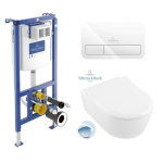WC komplektas Villeroy & Boch Viconnect rėmas, baltas mygtukas E200 ir Avento DirectFlush