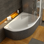 Akrilinė asimetrinė vonia Rosa II | Vonia Rosa II 170 x 105 L sniego baltumo