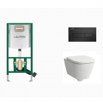 Laufen WC rėmas INEO su juodu matiniu klavi&scaron;u HORIZON ir Laufen MEDA pakabinamas unitazas + dangtis