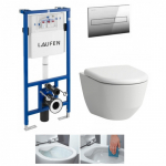 Potinkinis rėmas  Laufen LIS CW1 su pakabinamu klozetu Laufen Pro New Rimless ir lėtai užsiadarnčiu dangčiu