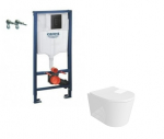 Grohe 3in1 rėmas + mygtukas juodas ir Versoni klozetas su sukūrine vandens sistema