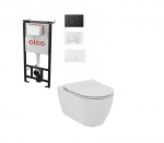 Alcadrain potinkinis rėmas su nuleidimo mygtuku (spalvų pasirinkimas) iri.Life O, sūkurinis klozetu su lėtaeigiu dangčiu