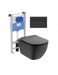 Wc rėmo IDEAL STANDARD  ir  Tesi Aquablade + M2 juoda nuleidimo plok&scaron;tele komplektas
