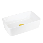 Pastatomas praustuvas Corsan Ango UC5627, stačiakampis, 48x29,5 cm, su aukso spalvos klik-klak dugno vožtuvu, UC5627GL