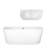 Prie sienos glaudžiama vonia Corsan Mono E029 Slim, 170 cm, su chromo spalvos klik-klak dugno vožtuvu, E029XLSCH