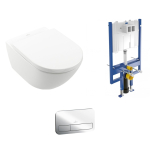 Pakabinamo WC komplektas Villeroy & Boch Subway 3.0 TwistFlush su CeramicPlus danga ir chromo mygtuku