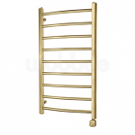 Braižyto aukso spalvos elektrinis rank&scaron;luosčių džiovintuvas WOBBEE BRYMBO GOLD PVD 50x90 cm su paslėptu laidu