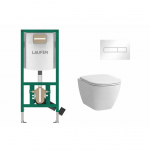 Laufen WC rėmas INEO su baltu klavi&scaron;u HORIZON ir WC LUA Rimfree + dangtis