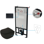 Potinkinis WC komplektas Deante Peonia, 6 viename, juoda, CDENNZPW