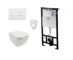 Komplektas 4 in1 Alcaplast rėmas + mygtukas baltas,Hatria Bianca Pure Rimless klozetas su lėtaegiu dangčiu