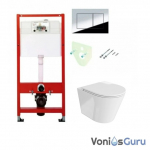 Tece potinkinis rėmas su TeceNow vandens nuleidimo mygtuku ir klozetas Galve 3.0 su sukūrinė vandens nuleidimo sistema