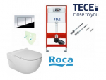 Tece potinkinis rėmas su TeceNow vandens nuleidimo mygtuku ir Roca Meridian Rimless pakabinamu klozetu su lėtaeigiu dangčiu