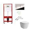 Potinkinis rėmas Tece su chromuotu mygtuku LAUFEN LUA RIMLESS pakabinamas wc su lėtaeigiu dangčiu