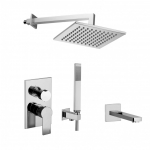 Trijų ta&scaron;kų potinkinė du&scaron;o sistema  su snapu Paffoni Tango spalvos  chromas, nerūd. plienas