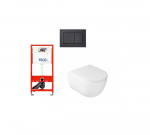 Komplektas 3 in 1 potinkinis Tece rėmas su Tece Now juodu matiniu nuleidimo mygtuku ir Galassia Dream klozetu