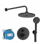 Ideal Standard Ceratherm 100 potinkinė juoda matinė termostatinė sistema: apvali 260 mm dviejų srovių lietaus galva