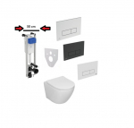 WC Komplektas 5in1 Ideal standart siauras rėmas 30cm +mygtukas ir   Sinto klozetas su sukūrinė vandens nuleidimo sistema ir lėtaegiu dangčiu